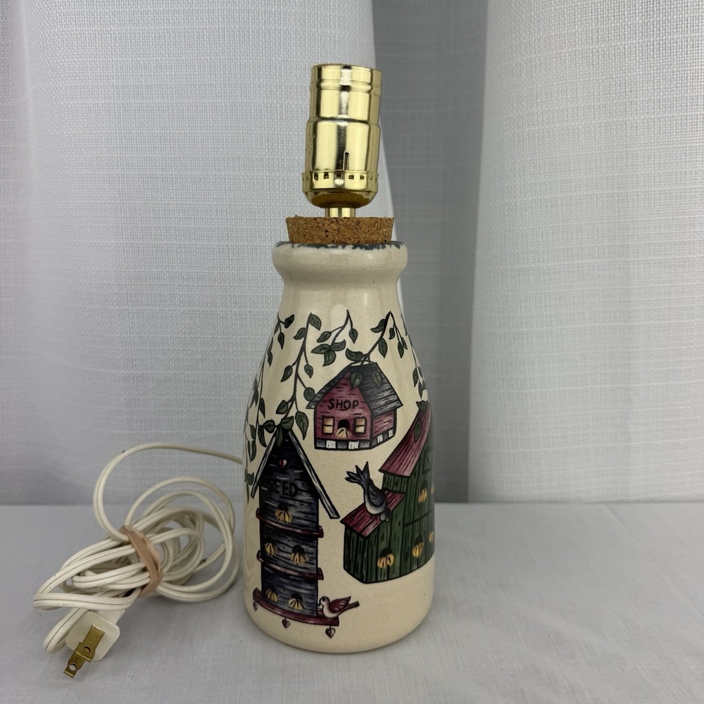 VTG Home And Garden Party Birdhouse Stoneware Lamp Light Cottagecore CUTE